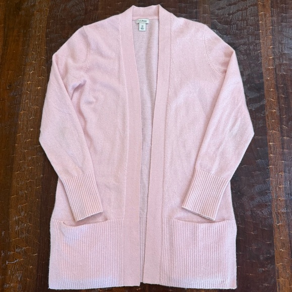 L.L. Bean Light Pink Open-Front Cashmere Cardigan - Picture 14 of 14